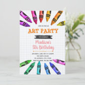 かわいいクレヨンパーティーテーマ招待 招待状 (スタンド正面)