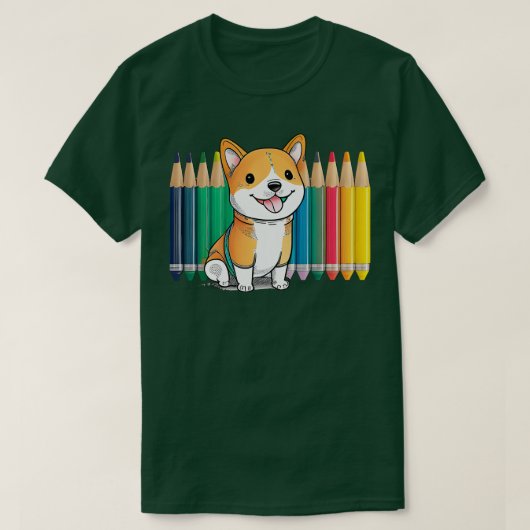 かわいいクレヨン犬カラフルの愛人 Tシャツ (デザイン正面)
