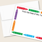 かわいいクレヨン縁ど先生名文房具 ノートカード