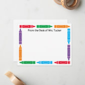 かわいいクレヨン縁ど先生名文房具 ノートカード (正面/裏面インサイチュ)