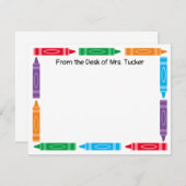かわいいクレヨン縁ど先生名文房具 ノートカード (正面/裏面)