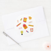 かわいいクレヨン鉛筆と学校の文房具 ラウンドシール (封筒)