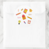 かわいいクレヨン鉛筆と学校の文房具 ラウンドシール (バッグ)