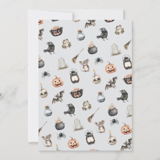 かわいいクレープキッズハロウィーンの衣装パーティー 招待状 (裏面)