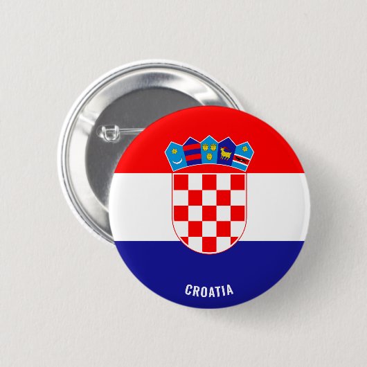 かわいいクロアチア国旗の愛国心 缶バッジ (正面&裏面)