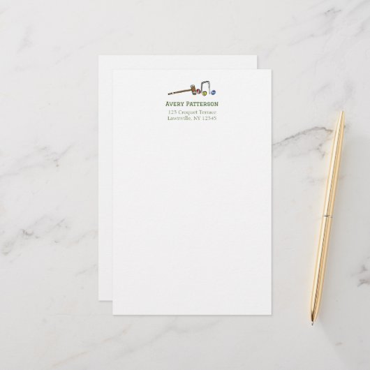 かわいいクロケー選手ハンドシ図解入りの、写真付きのック名門私立校風の 便箋 (正面/裏面インサイチュ)