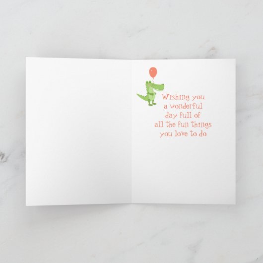 かわいいクロコダイルおもしろい動物の子ども子供の誕生日 カード (内部)