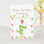 かわいいクロコダイルおもしろい動物の孫子供の誕生日 カード (黄色い花)