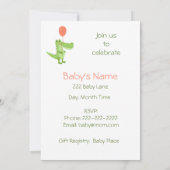 かわいいクロコダイルおもしろい動物の赤ちゃんシャワー 招待状 (裏面)