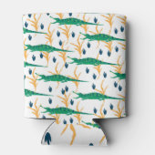 かわいいクロコディレス漫画のヴィンテージパターン 缶クーラー (裏面)