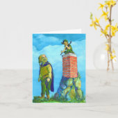 かわいいクロスロード小人色折り畳みグリーティングカード カード (黄色い花)