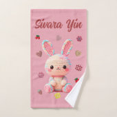 かわいいクロッシェうさぎ バスタオルセット (ハンドタオル)