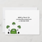 かわいいクローバー アイルランドのセントパトリックデー 誕生日 招待状 (裏面)