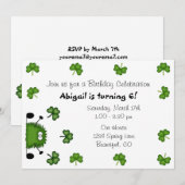 かわいいクローバー アイルランドのセントパトリックデー 誕生日 招待状 (正面/裏面)