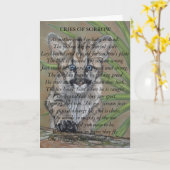 かわいいクーガーの大きな猫の絵画野生動物の芸術 カード (黄色い花)