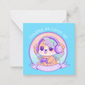 かわいいクールゲーマーガールガールドッグ誕生日ウィッシュインブルー ノートカード (正面)