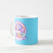 かわいいクールゲーマー女の子の犬の名前とベビーブルー コーヒーマグカップ (正面左)