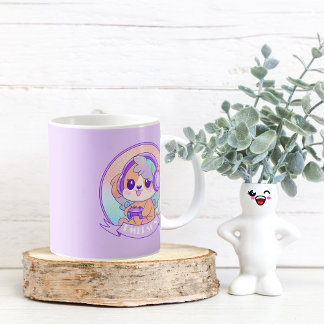 かわいいクールゲーマー女犬と名前 コーヒーマグカップ