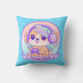 かわいいクールズゲーマーガールドッグインベビーブルー クッション (裏面)