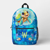 かわいいクールハッピートル海名モノグラムボーイ プリントバックパック (正面)