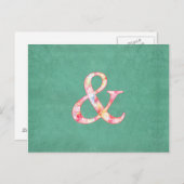 かわいいクールピンクの水色アンパサンドティール(緑がかった色) ポストカード (正面/裏面)