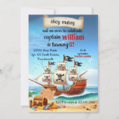 かわいいクールプール船パイレーツ誕生日招待状 招待状 (正面)