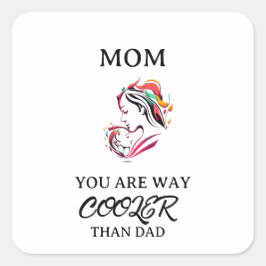 かわいいクールママ幸せな母の日広場ステッカー スクエアシール