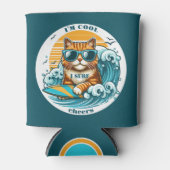 かわいいクールマンガのサーフネコ 缶クーラー (正面)