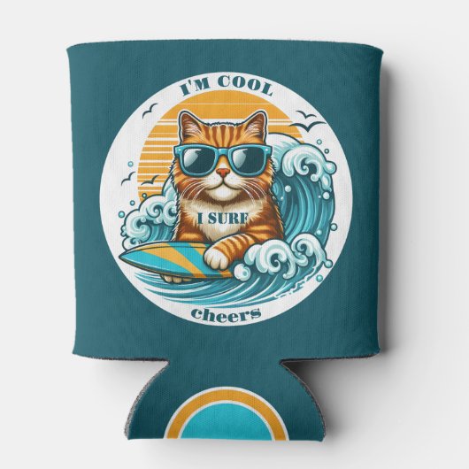 かわいいクールマンガのサーフネコ 缶クーラー (裏面)