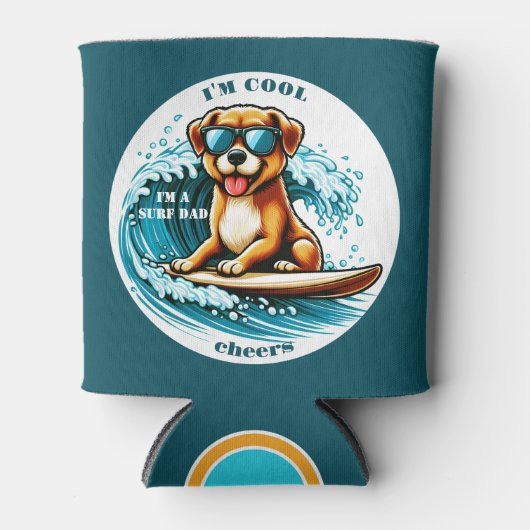 かわいいクールマンガドッグサーフパパ 缶クーラー (正面)