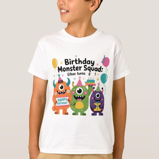かわいいクールモンスターチルドレン誕生日Tシャツ Tシャツ (正面)
