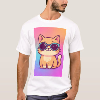 かわいいクール猫サングラスメンズTシャツ Tシャツ