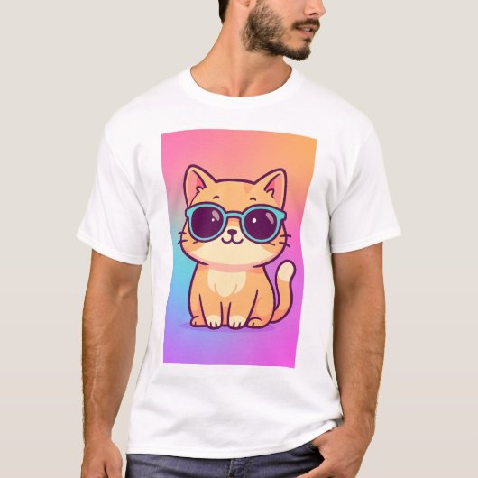 かわいいクール猫サングラスメンズTシャツ Tシャツ (正面)