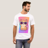 かわいいクール猫サングラスメンズTシャツ Tシャツ (正面フル)