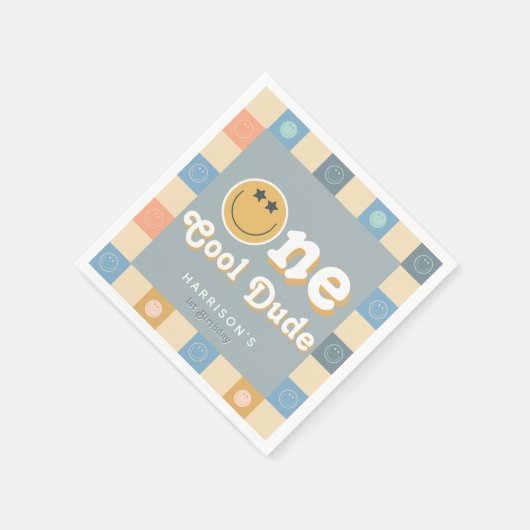 かわいいクール1男の子1歳の誕生日 スタンダードカクテルナプキン (角)