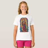 かわいいグアダルーペの聖母の女の子のTシャツ Tシャツ (正面フル)