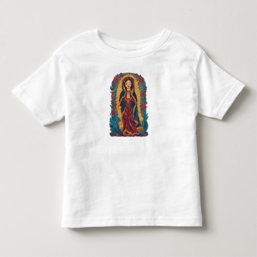 かわいいグアダルーペの聖母の子供用Tシャツ トドラーTシャツ (正面)
