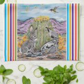 かわいいグッドデイナイトサウスウェスト動物の砂漠サボテン キッチンタオル (折り畳み)