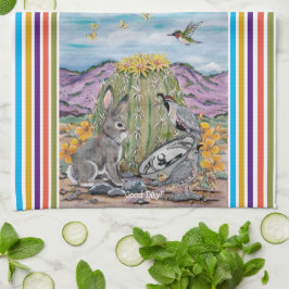 かわいいグッドデイナイトサウスウェスト動物の砂漠サボテン キッチンタオル