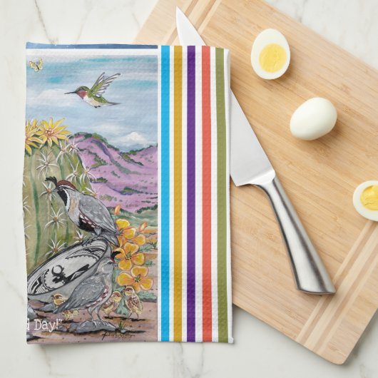 かわいいグッドデイナイトサウスウェスト動物の砂漠サボテン キッチンタオル (四つ折り)