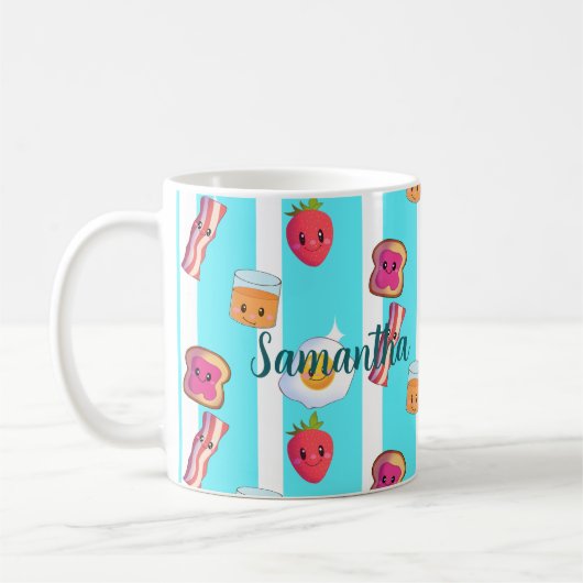 かわいいグッドモーニングデリシャス朝食 コーヒーマグカップ (左)