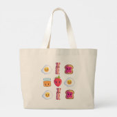 かわいいグッドモーニングデリシャス朝食 ラージトートバッグ (裏面)