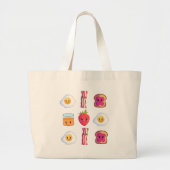 かわいいグッドモーニングデリシャス朝食 ラージトートバッグ (正面)