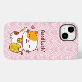 かわいいグッドラック日本の猫招き猫ピンク Case-Mate iPhoneケース (裏面 (横))