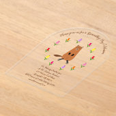 かわいいグラウンドホッグとチューリップの花カスタム咲き アクリル招待状 (レイダウン)