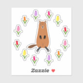 かわいいグラウンドホッグとチューリップの花 シール (シート)