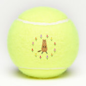 かわいいグラウンドホッグとチューリップの花 テニスボール (裏面)