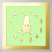 かわいいグラウンドホッグとチューリップの花 箔ポスター (正面)