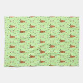 かわいいグラウンドホッグとチューリップパターン（の模様が）ある花 キッチンタオル (横)