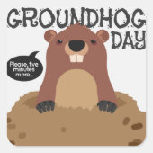 かわいいグラウンドホッグの日の漫画のイラストレーション スクエアシール (正面)